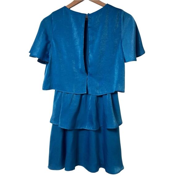 ZARA RUFFLED SATIN EFFECT MINI BLUE SIZE XS MINI WOMEN DRESS - Picture 3 of 6